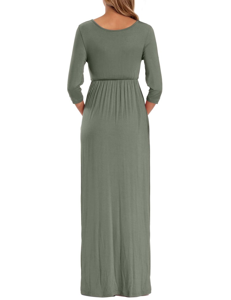 KIM S Winter Maternity Dress Photoshoot Long Sleeve Maxi Dress Fall Christmas Nursing Wrap Long Wedding Guest Postpartum 2025 (Grey Green M) - Image 5